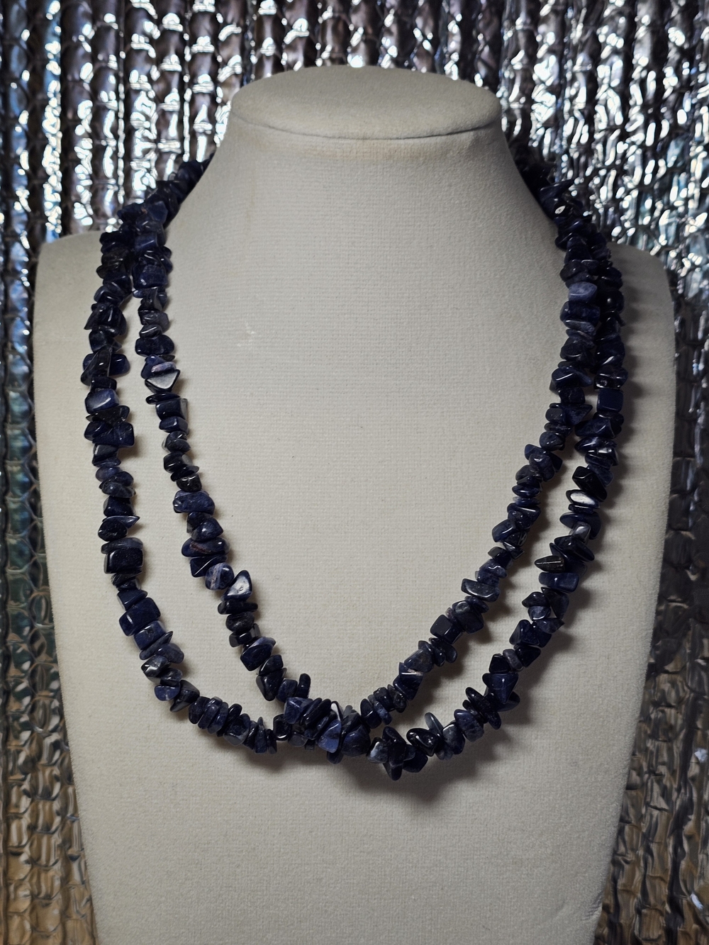 Dark Blue lapis lazuli Bead Necklace - 18" Length